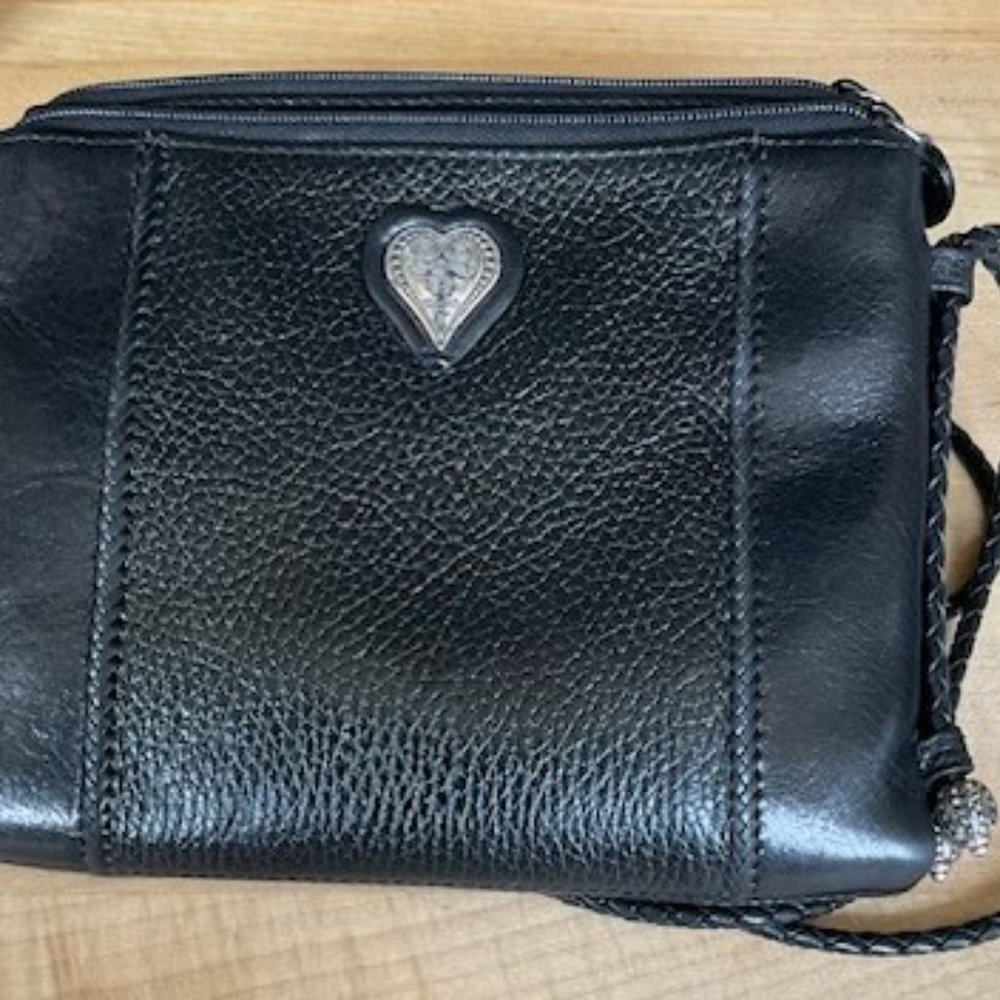 Vintage black leather Brighton cross-body bag